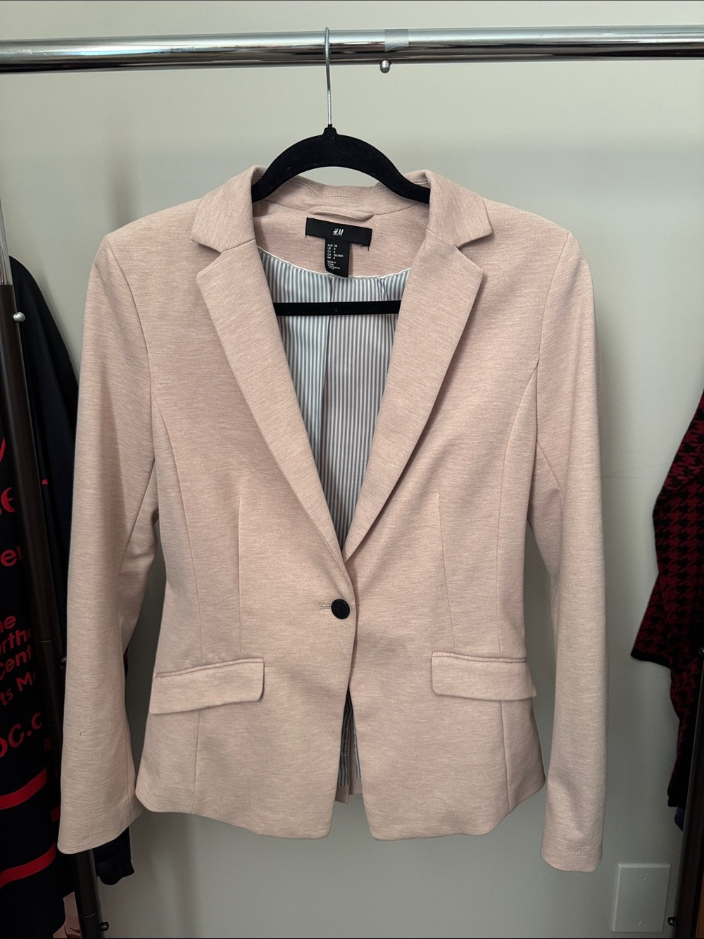 H&M Blazer Jacket in Soft Pink